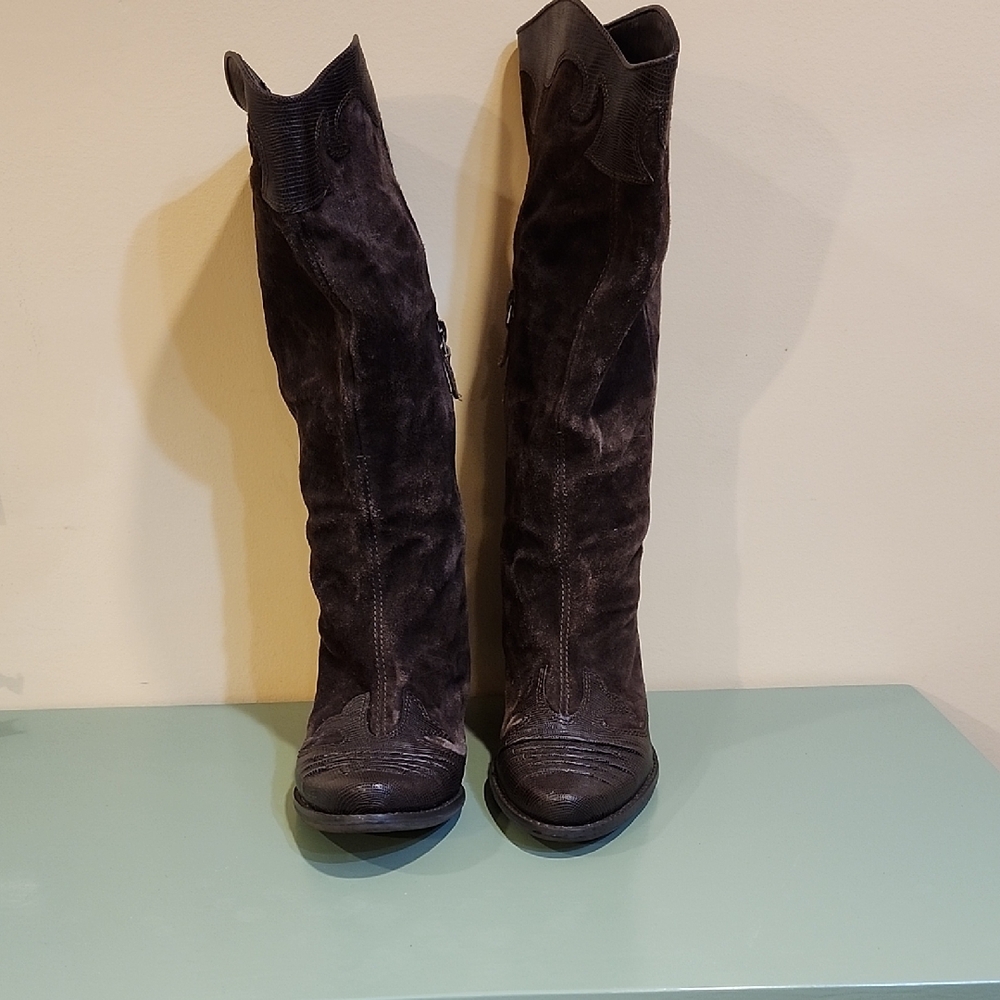 Franco Sarto Dark Brown Heeled Boots